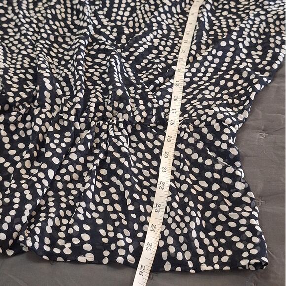 Ann Taylor Shirt Womens 10 Black White Polka Dot Chiffon Faux Wrap Sheer Classic - Picture 7 of 7